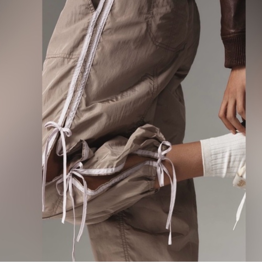 Anthropologie Daily Practice Side-Tie Elastic Waist Athletic Windbreaker Pants - Picture 3 of 14